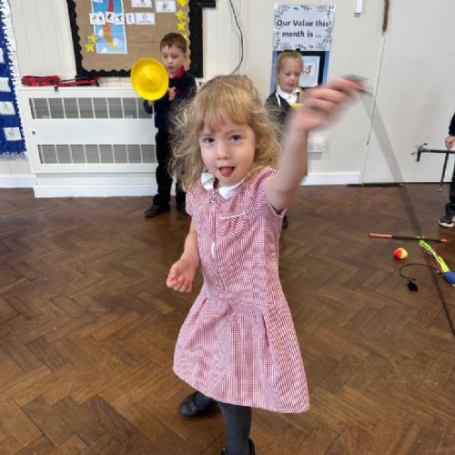 We had to have a growth mindset when Dice and Balls came to visit. They taught us lots of circus skills!