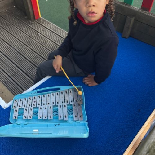 We've been exploring the sounds of different percussion instruments and have been playing along with our favourite songs